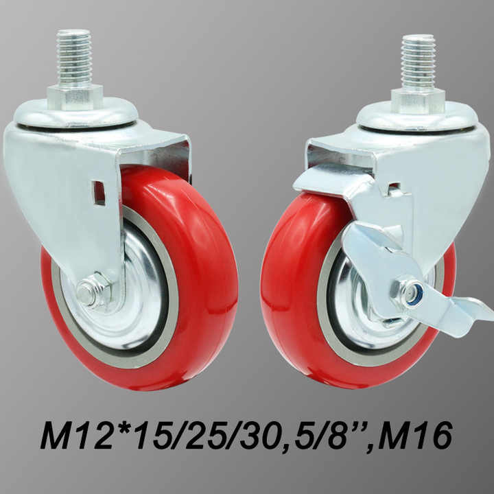 Hot Sale Medium Duty Red Swivel 3 Inch PVC Caster Wheel